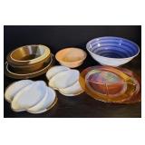 9pc vintage carnival glass, Fire King, Fiesta,