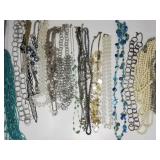 Group of costume jewelry, peacock pearl necklace