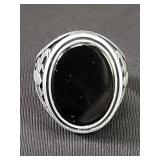 Sterling silver and onyx ring