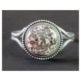 Sterling silver and jasper cuff bracelet