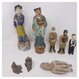 Group of porcelain, ceramic, and mud fugures