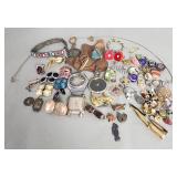 Vintage jewelry with brooches and pendants