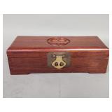 Vintage Chinese-style wood jewelry box with b