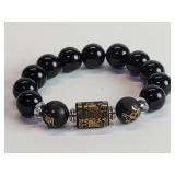 Stretchable onyx beaded bracelet