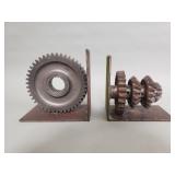 Pair of steel gears folk art book ends