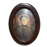 Antique bubble glass framed portrait