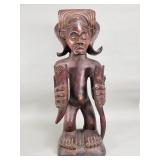 Vintage African carved wood Chokwe warrior