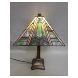 Tiffany style table lamp glass and metal