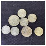 Lot of 9 silver coins