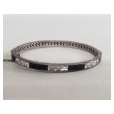 Vintage sterling silver Art-Deco hinged bangle