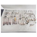 Group of mismatched silver plate flatware