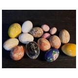 15 vintage hand carved marble eggs