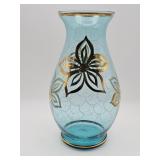 Vintage hand blown Bohemian-style blue glass vase