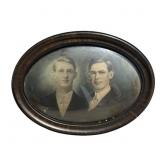 Antique bubble glass framed portrait