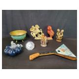 Group of stone, wood, composite figures, Waterford
