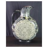 Vintage hand painted terracotta pitcher with