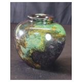 Green, purple and green marble vase