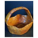 Vintage hand carved wooden basket