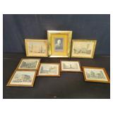 Group framed engravings prints and photograph