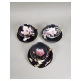 3 Occupied Japan hand painted floral teacups and