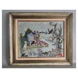 Vintage needlepoint landscape wall art