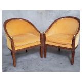Pair of Hollywood Regency-style barrel back and