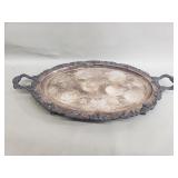 Vintage silver plate engraved oval serving tray
