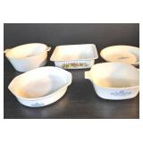 5pc vintage Corning Ware USA made casserole dishes