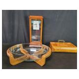 Wood and glass battery operated click, letter