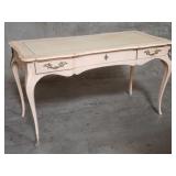 John Widdicomb leather top writing desk with brass
