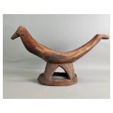 Primitive hand carved wood bird sculpture