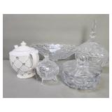 Group of crystal and glass candy dishes, and