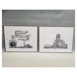 Pair of signed Aaron Cohen etchings