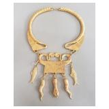 Alexis Kirk gold tone Etruscan revival amulet