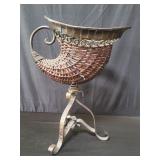 Metal and rattan Cornucopia basket