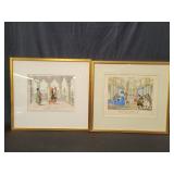 Pair of hand colored engravings