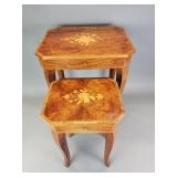 Pair of vintage Reuge Italian marquetry nesting