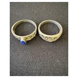 Pair of 925 & sterling silver rings