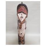 Vintage African carved wood hand painted figurine