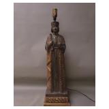 Colonial style terracotta figural table lamp
