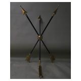 French Jansen arrow iron and brass side table
