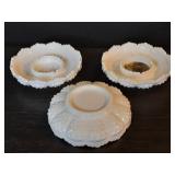 3pc Fenton hobnail ash tray/candle/chip dip bowls