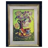 Signed impasto oil on canvas marked 'Roses &