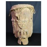 Vintage African carved wood drum