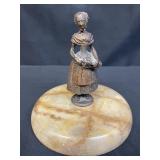 Bronze figurine on marble base