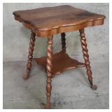 Antique tiger oak barley twist legs parlor table