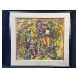 Signed abstract expressionist style oil on canvas