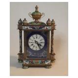 Vintage cloisonne and Brass table clock