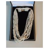 Vintage 14k gold long 5 strand pearl necklace