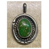 Old pawn sterling silver and turquoise pendant